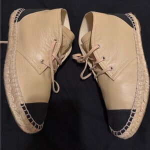 CHANEL Beige and Black CC espadrilles